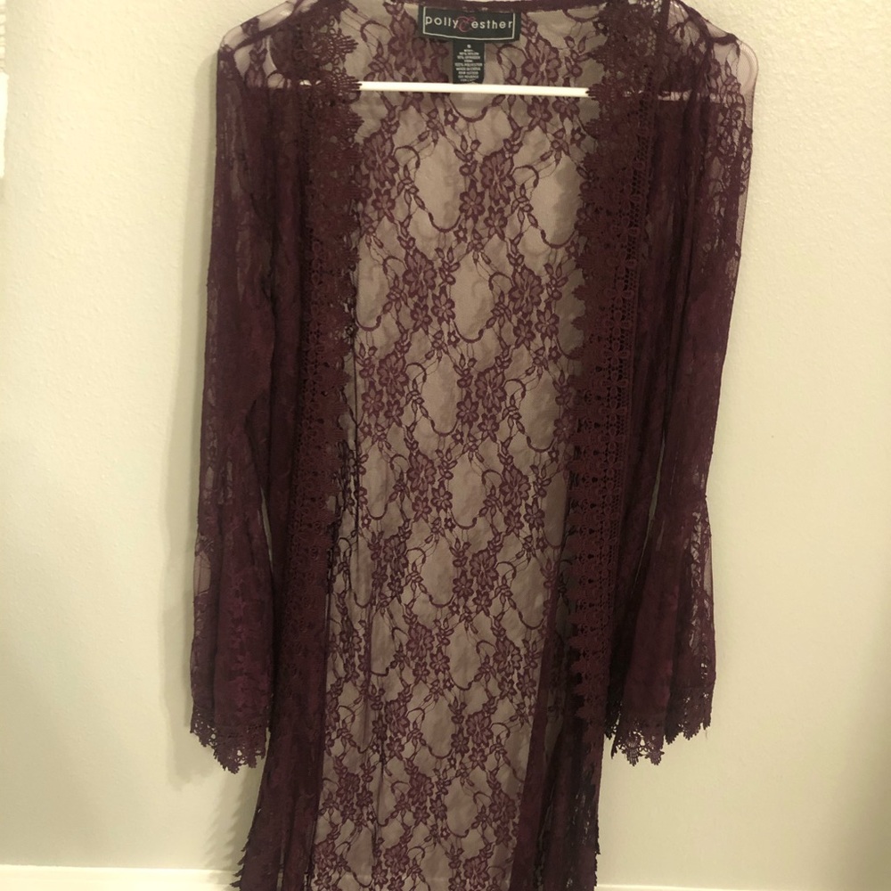 Purple Floral Lace Kimono